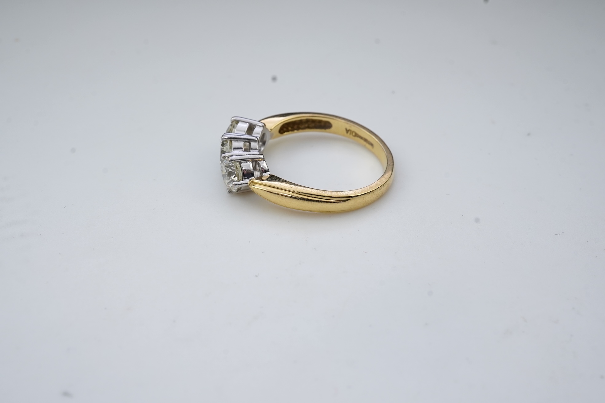 A diamond three-stone ring